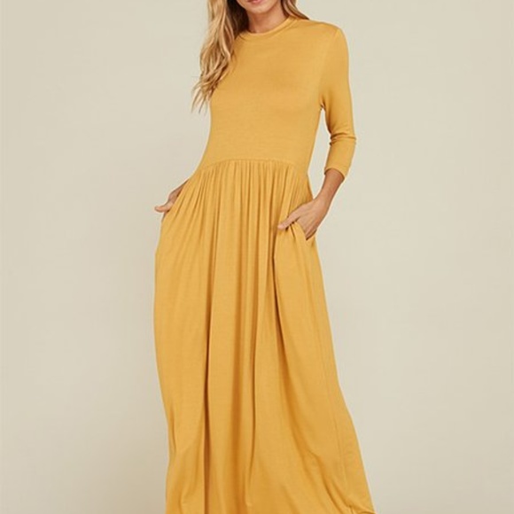 mustard color maxi dress